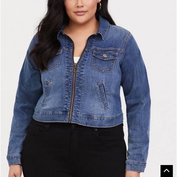 torrid Jackets Coats Torrid Medium Wash Crop Denim Jacket